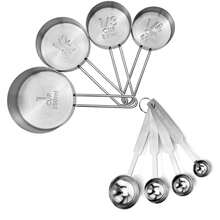 Stainless Steel Measuring Cups And Spoons Set, 4/8pcs Metal Measuring Tools, Coffee Spoons, Seasoning Spoons, Suitable For Baking, Cooking, Dry And Liquid Ingredients - Multicolor - View 1