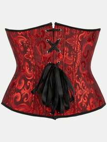 Court Style Jacquard Waist Cincher With Front Buckle And Back Lace-Up, Fishbone Corset For Daily Wear, Party And Halloween Outfit - Multicolor - View 16