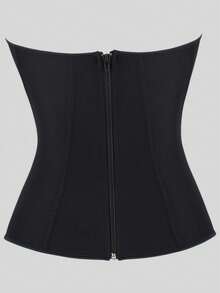 Women's Black Mesh Breathable Tight-Fitting Corset Top, Boned Waist Cincher, Bust Support, Sexy Vintage Body Shaping Top, Halloween Costume, Role Play - Black - View 4