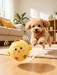 PETSIN 2/1pc Yellow Chick Pet Interactive Bouncing Sound Toy Ball, Cat Dog Teething Chewing Ball, Durable Battery-Free Training Toy - Multicolor - View 4