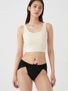 Mystèrelle 4pcs Ice Silk Satin Lace Panties For Women, Ultra-Thin Breathable Low Waist Bow Mesh Sexy Seamless Triangle Shorts - Multicolor - View 2