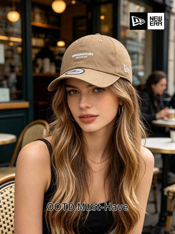 New Era Baseball Cap ORIGINATORS Letter Embroidery Brown Curved Brim Hat Unisex Adjustable