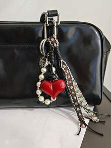 Nicekee Heart Pendant Beaded Braided Strap Keychain, Clip-On Bag Charm, Phone Pendant, Creative Vintage Daily Travel Key Ring, Gift Accessory For Small Item Storage - Multicolor - View 2
