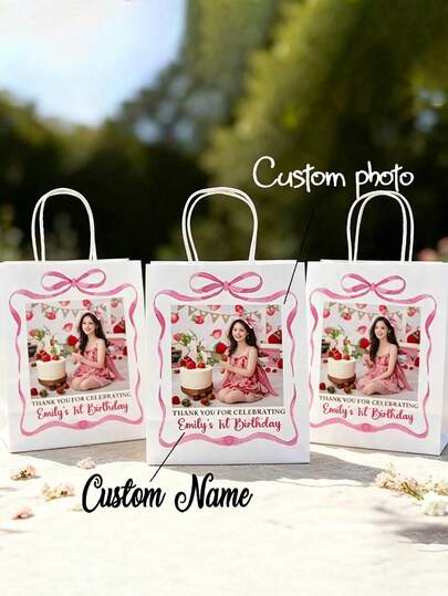 Personalized Birthday Party Gift Bags, Customizable Name And Age Numbers - 30th, 40th, 21st Milestone Gift Bags, Suitable For Weddings, Parties, Baptisms, Etc., Bulk Party Supplies, Suitable For Parents