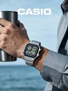 Casio Men's Digital World Time Metal Watch, Stainless Steel Band, Multi-Function Display, Alarm, Business Travel Commute, Urban Tech Style Fashion - one-size - View 4