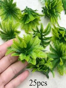 25 piezas de hojas de coco de 4 capas de planta de simulación, adiciones para arreglos florales de decoración del hogar, adiciones de modelo de árbol de flores de simulación en miniatura, adecuado para vías de tren de jardín, modelos de paisaje de calle, escena de paisaje - Multicolor - Ver 3