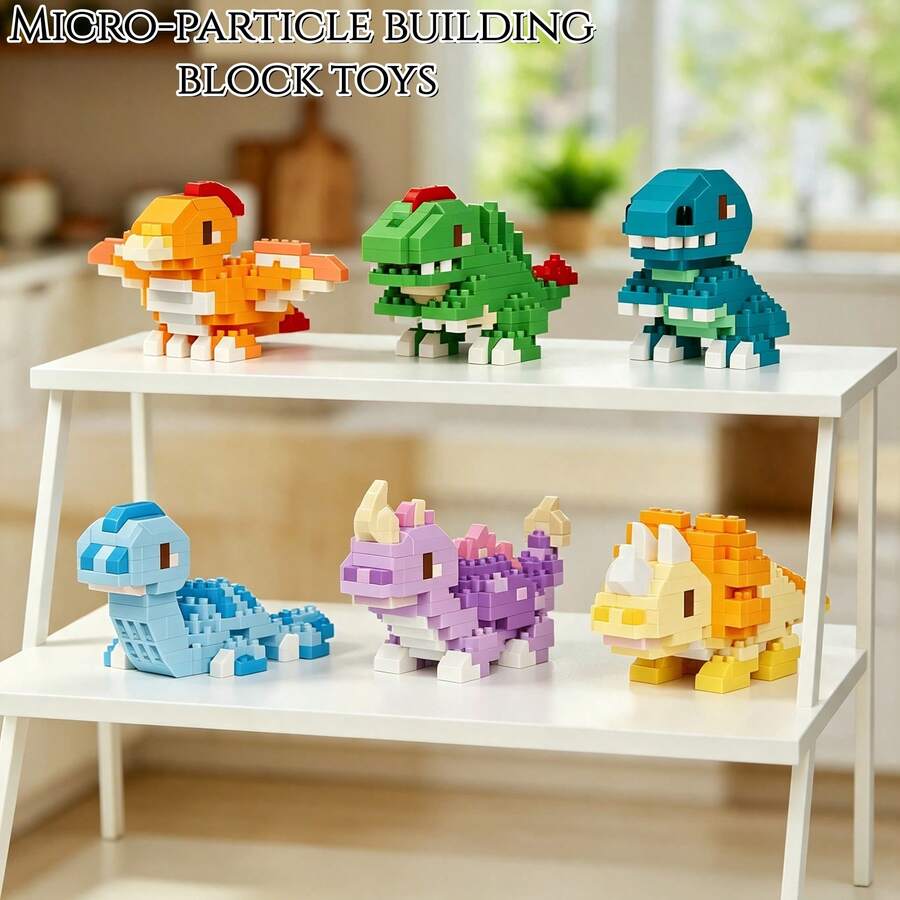 Varietà di simpatici e colorati set di costruzione di dinosauri a microparticelle, inclusi Brachiosaurus, Tyrannosaurus Rex, Triceratops, giocattolo educativo da assemblare, compatibile con Legoed, per esercitare la concentrazione dei bambini, ideale per l'esposizione sulla scrivania, la collezione, regali di compleanno/scuola per bambini