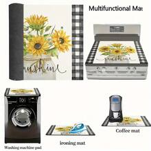 1pc Absorbent Drying Mat, Sunflower Kitchen Decor Coffee Machine Mat, Laundry Room Accessory Handmade Coffee Pot Drip Tray, Kitchen Floor Mat, Dining Table Mat, Kitchen Countertop Dish Drying Mat, Breakfast Mat, Heat-Resistant Drip Tray With Non-Slip Pad, Diatomaceous Earth Drip Tray, Stain Hiding, Super Absorbent Kitchen Drip Tray, Easy To Clean Dish Rack Mat, Perfect For Kitchen, Dining Table, Coffee Shop, Bar, Holiday, Party, Home Decor, Holiday Gift - Multicolor - View 5