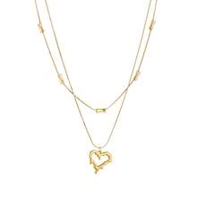 1 PC Two-Layer Hollow Melting Heart Stainless Steel Necklace 18K Gold Plated Anti-Fade Snake Chain Clavicle Accessories Jewelry Gift For Women - Bracelet - View 4