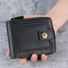 1pc Men's Fashion Tree Pattern Zipper PU Credit Card Holder, Small Zipper Coin Purse With Zipper Button Closure, Business Wallet, Ideal Gift For Men - Multicolor - View 8