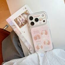 GUCADI Cute Puppy Illustration Phone Case Compatible With Iphone 17 Pro Max, 16, 15, Full Coverage Hard Shell With Soft Edges, Sweet, Girly, Creative, Geometric, Cartoon, Kawaii, Fresh, Niche, Ins Style - Pink - View 5