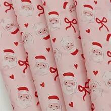 40/90/140pcs Pink Background Santa Claus Pattern Thin Paper, Santa And Bow, Handmade Wrapping Paper, Gift Box Filler, Party Decor - Christmas Style Design, Holiday Packaging, Durable Packaging, Christmas Decor, Includes Christmas Stickers - A - View 8