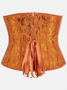 Court Style Jacquard Waist Cincher With Front Buckle And Back Lace-Up, Fishbone Corset For Daily Wear, Party And Halloween Outfit - Multicolor - View 56