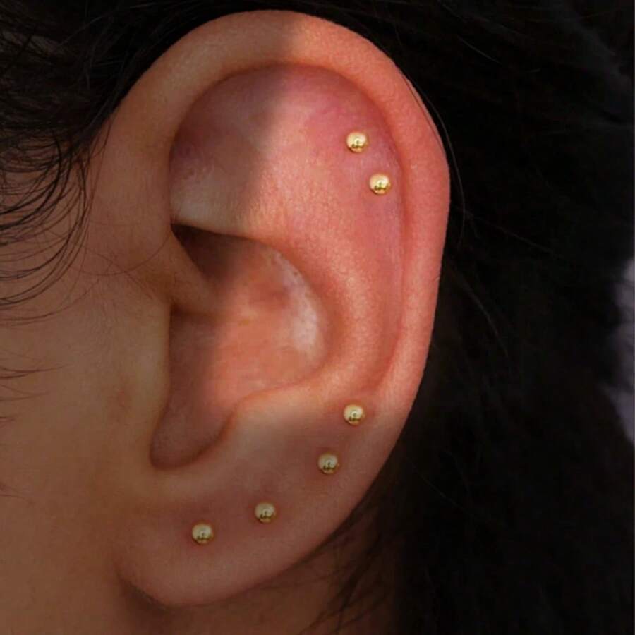 SENLANSP 3 Pairs 316 Stainless Steel Mini Ball Stud Earrings, Unisex, Fashion Cartilage, Tragus, Helix Multi-Piercing Jewelry Set - Earrings - View 1