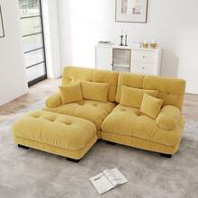Sofa Yellow Made Of Chenille For Living Room - 黃色 2 人座 - 查看 1