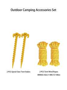 2PCS.4PCS Outdoor Camping Tent Accessories Set, Lightweight Screw-Type Tent Stakes, Windproof Guy Ropes, Suitable For Tents, Awnings, Beach Camping, Hiking - Multicolor - View 16
