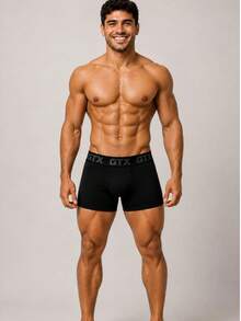 KIT 10 Cuecas Boxer em Poliéster Liso Box Masculina Adulta  Qualidade Premium - Cores Variadas - Visão 4