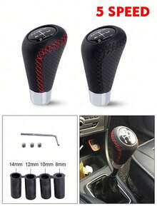 1pc Car Modification PU Leather 5-Speed Manual Gear Shift Knob - A - View 3