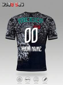 Personalized Custom Mexican Men's Soccer Jersey & Pattern Lightweight Soft Youth Soccer Jersey & Match, Training, Casual Wear & Gift - Black - View 3