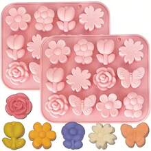 1pc 12-Cavity Silicone Flower Soap Mold, Assorted Mini Flower Shapes, 3D Handmade DIY Soap Candle Mold, Soap Resin Craft Mold - A - View 15