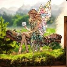 Apanhador de Sol Acrílico Plano 2D Encantador de Fada - Anjo de Flor Caprichoso, Perfeito para Jardim de Fadas, Decoração de Janela, Sala de Estar, Quarto, Varanda, Escritório, Corredor, Cozinha, Banheiro, Decoração Suspensa Externa - Multicolorido - Visão 3
