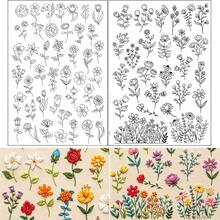 Stick And Stitch Water Soluble Embroidery Stabilizer, Wildflower Plant Fruit Scenery Pattern Self‑Adhesive Embroidery Transfer Paper For Hand Sewing Clothing Bag DIY Crafts - A186 - View 6
