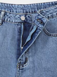 Women's Casual Loose Bermuda Denim Shorts With Pockets Summer, Aesthetic - Medium Wash - View 5