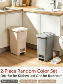 Rectangular Pedal‑Operated Waste Bin, Size 39*24*31.5cm, Hygienic Hands‑Free Foot‑Pedal Operation Design, Sturdy Durable Plastic Material, Equipped With Sealed Lid For Odor Control, Space‑Saving Household Storage Function - Multicolor - View 5
