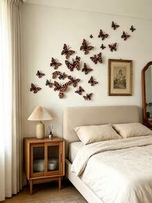 3D Leopard Print Butterfly Wall Sticker, Self-Adhesive Brown Leopard Spot Butterfly Decal, Magnetic Fridge Magnet, DIY Art Decor, Suitable For Living Room, Bedroom, Kitchen, Office - Various - View 2