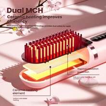 2-In-1 Hot Straightening & Curling Iron (2000mAh), Hair Salon Styling Tool Straightening Comb, Anti-Frizz Comb Portable Wireless Straightening Comb, Fast Heating, Suitable For All Hair Types, Anti-Scald Design LED Digital Display, USB Rechargeable & Auto Shut-Off Function, Lightweight & Portable, Suitable For Home & Travel Use, Women's Straightening Comb, Fashionable Handle Design, Sturdy Construction. Professional Styling Tool, Ideal Gift For Women, Also Includes Regular Comb And Hair Clips - A - View 4