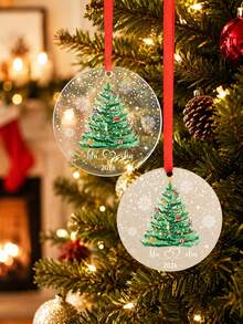 Custom Christmas Tree Tag Ornament, Personalized Holiday Hanging Decor, Festive Xmas Tree Pendant, Customized Family Name Keepsake, Customizable Home Decoration, Winter Party Decor, Secret Santa Gift, Christmas Gift, Christmas Decorations, Couples - Style a - View 5