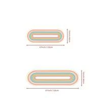 1pc Rainbow Striped Oval Bedroom Rug, Soft Fluffy Faux Cashmere Bedside Mat, Non-Slip Washable Long Floor Carpet, Suitable For Bedroom, Living Room, Dorm, Minimalist Home Decor - Multicolor - View 3