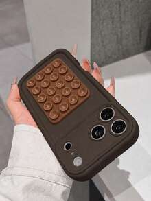 VRNOEI 1pc Minimalist Color Block Silicone Suction Cup Phone Case, Compatible With IPhone 17 11 12 13 14 15 16 17 Pro Max, Shockproof Full Coverage Camera Protection Shell, Anti-Scratch Anti-Fingerprint, Smooth Skin-Friendly Protective Cover - Brown - View 3