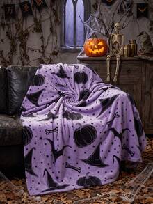 1pc Halloween Flannel Blanket, Single-Sided Print, Soft & Lightweight, Cartoon Pattern, Comfortable & Easy To Care, Multi-Purpose Blanket, Suitable For Bedroom, Sofa, Study And Dorm, Room Decor, Halloween Decor, Ideal Halloween Gift, Perfect Birthday Gift - Multicolor - View 9