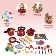 11/23/47/51/69pcs Mini Kids Kitchen Pretend Play Toy Set, Cuttable Fruit & Vegetable Realistic Food, Includes Cookware & Tableware, Holiday Birthday Gift, Educational Toy For Boys & Girls 3+ - Multicolor - View 2