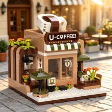 Street Scene Store Building Block Set, 4 Decoration Styles: Coffee Shop, Flower Shop And Bubble Tea Shop Architectural Models; DIY Building Block Toy; Exquisite Desktop Home Decor; Stress Relief Puzzle Gift For Adult Women - Multicolor - View 2