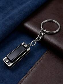 1Pc Playable Mini Harmonica Keychain Matte Coating Shell With Extended Metal Chain Stainless Steel Ring Portable Car Ornament Bag Charm - Multicolor - View 2