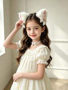 Cute Cat Ear Hair Clip Maid Style Animal Ear Bow Headband Cat Rabbit Bell Headband Halloween Hair Accessory - Multicolor - View 3