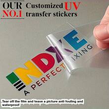 客製化個人化 UV 轉印貼紙，高品質轉印貼紙，支援自定義文字、圖片與個人化 Logo，適用於水杯、咖啡杯等物品；透明貼紙，易於貼附，耐用持久，抗剝落，涵蓋婚禮、生日、愛情主題及多種圖案，支援個人化客製 - 彩色 - 查看 6