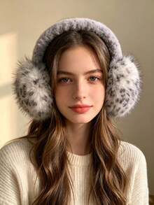 1PC/6PCSFashion Ladies Fuzzy Faux‑Fur Ear Warmers, Retro Leopard Pattern Plush Earmuffs, Thick Soft Cold‑Resistant Ear Covers, Comfortable Winter Ear Protection, Outdoor Daily‑Use Winter Accessory For Women & Girls - Multicolor - View 5