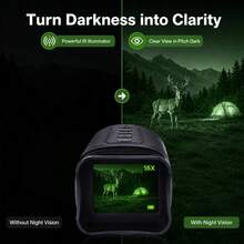 Monokular Penglihatan Malam 1080P - Zoom Optik 16X & Layar LCD 2", Illuminator IR Canggih Memungkinkan Penglihatan Tanpa Cahaya dalam Kegelapan Total, Ideal untuk Berburu & Berkemah & Pengawasan - View 4
