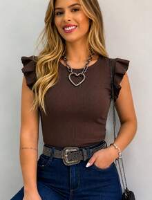 Women Tank Tops & Camis - Rust Brown - View 1