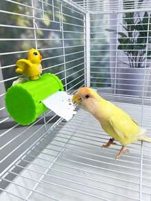 1 Set Cage-Mounted Paper Towel Box Foraging Toy, Bird Chewing Toy, Cartoon Bird Decor Chewing Cage Accessory, Suitable For Lovebirds, Cockatiels And Parakeets, Enrich Play And Relieve Boredom - A+B - View 5