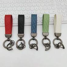 Faux Leather Car Keychain With Anti-Lost D-Ring, Minimalist Key Ring Lanyard Pendant - A - View 2