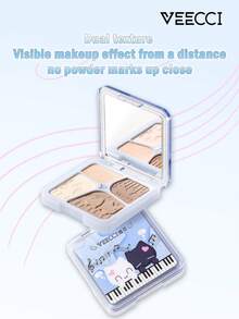 VEECCI Highlighter & Contour Palette, Note Pudding Collaboration, Matte Texture Suitable For Facial Contouring And Nose Shading, Long-Lasting Wear, All-In-One Highlighter And Contour Palette, Perfect For Students And Makeup Beginners - #Y01 Coconut Milk Brown - View 4