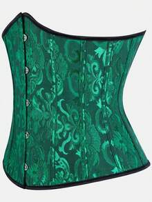 Court Style Jacquard Waist Cincher With Front Buckle And Back Lace-Up, Fishbone Corset For Daily Wear, Party And Halloween Outfit - Multicolor - View 51