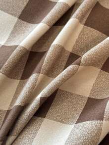 Brown Plaid Print Ruffle Edge Duvet Cover 4-Piece Set, Soft And Comfortable Bedroom Bedding Set Including 1 Duvet Cover, 1 Bed Sheet, 2 Pillowcases, No Filling, Suitable For Bedroom, Dorm, Home Use, Multiple Size Options, Back To School Dorm Decor, College Decor - Brown - View 9