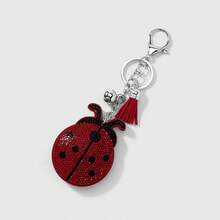 1pc Cute Fashionable Versatile Insect Series Red Shiny Rhinestone Ladybug Tassel DIY Keychain Bag Charm, Suitable For Girls And Women Daily Wear, Holiday Gift - Multicolor - View 6