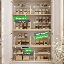 Kit 8 Organizadores de Armário Multiuso Aço Aramado – Prateleira para Cozinha e Louças - Branco - Visão 3