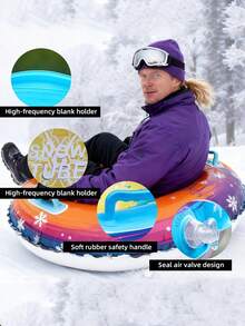 1pc Inflatable Outdoor Snow Sled Winter Snow Sliding Freestyle Snowboard Portable - Multicolor - View 5